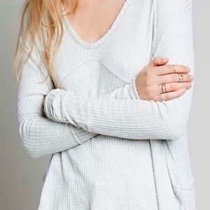 Free People Light Blue, Waffle Knit, and Ribbed Sweater